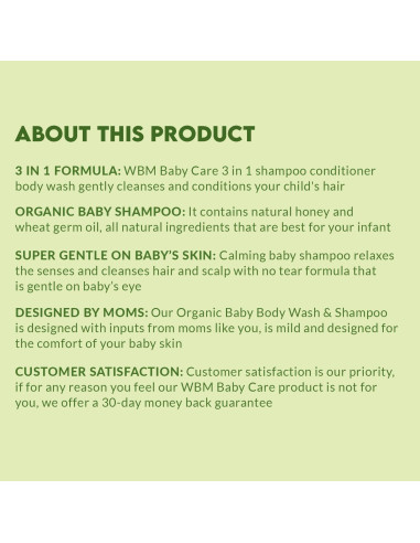 Champú 3 en 1 WBM Baby Care para Bebés - Orgánico, 283.5g