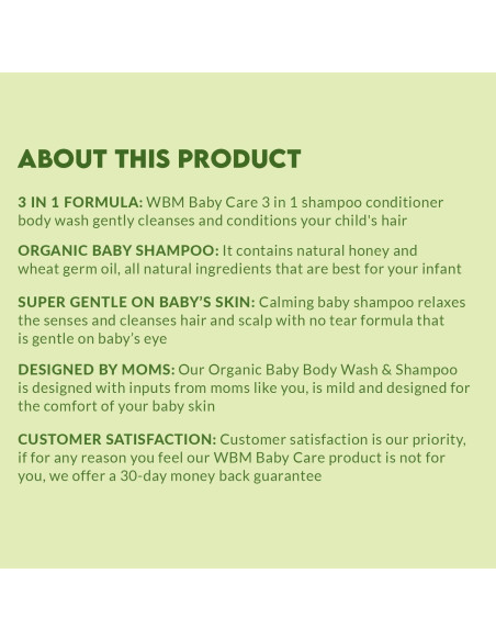 Champú 3 en 1 WBM Baby Care para Bebés - Orgánico, 283.5g