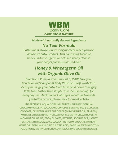 Champú 3 en 1 WBM Baby Care para Bebés - Orgánico, 283.5g