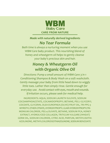 Champú 3 en 1 WBM Baby Care para Bebés - Orgánico, 283.5g