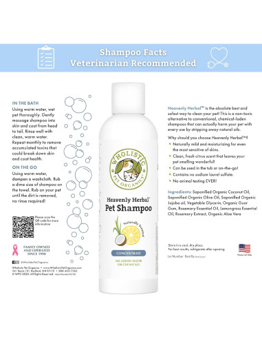 Champú Concentrado Orgánico Wholistic para Perros y Gatos 56g