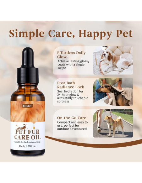 Aceite Acondicionador Sin Enjuague Oivolii 30 ml para Mascotas