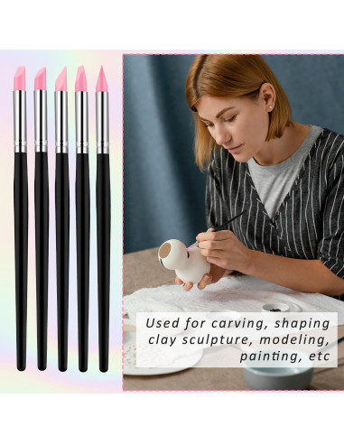 5 Pinceles de Silicona para Resina Lusofie 20cm Alta Calidad