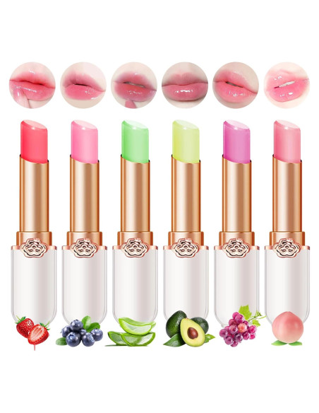 Set de 6 Pintalabios de Gel Bonnie Choice - Durazno, Aloe Vera, Fresa, Arándano, Aguacate, Uva