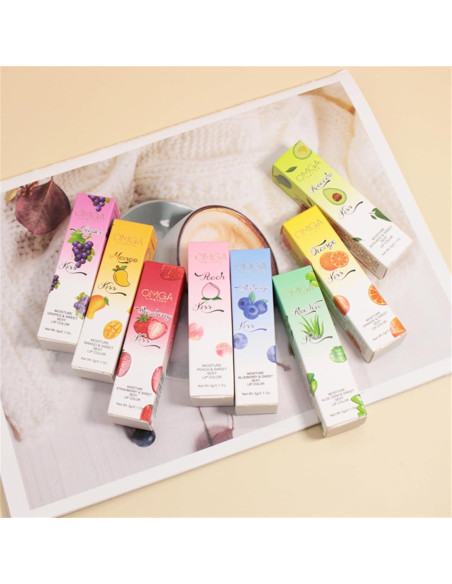 Set de 6 Pintalabios de Gel Bonnie Choice - Durazno, Aloe Vera, Fresa, Arándano, Aguacate, Uva