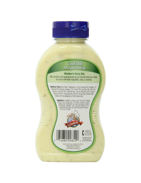 Mayonesa Gourmet Woeber's Cool Dill 311 g - Untar para Sándwiches
