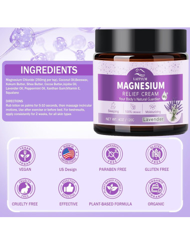 Crema de Magnesio LAITYUM 118 ml - Natural y Orgánica
