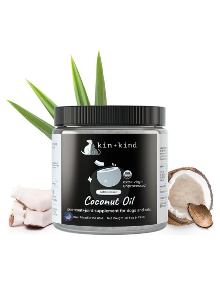 Suplemento Aceite de Coco Orgánico kin+kind 473 ml para Mascotas