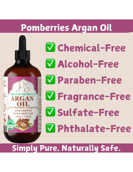 Aceite de Argán Orgánico Pomberries 118 ml - Hidratante Piel y Cabello