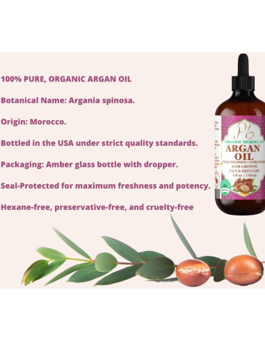 Aceite de Argán Orgánico Pomberries 118 ml - Hidratante Piel y Cabello