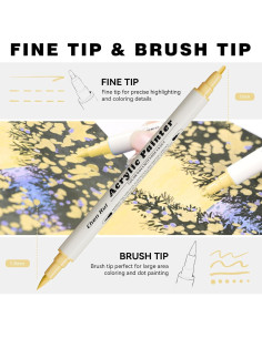 24 Marcadores Acrílicos GenuisArt Doble Punta Multicolor 0.5mm 2