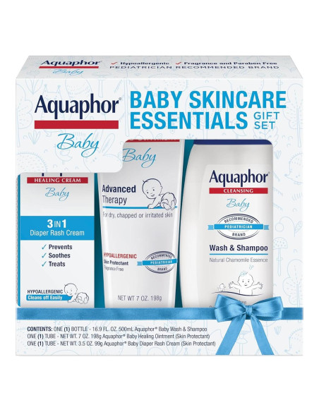 Conjunto de Cuidado de Piel para Bebés Aquaphor Baby - Jabón 500ml, Ungüento 198g, Crema 99g
