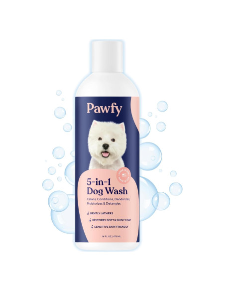 Champú y Acondicionador Pawfy para Perros 5 en 1 - Piel Sensible