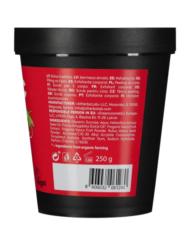 Exfoliante Corporal Vegano AlHebro Lab 250 g - Almendra y Fresa