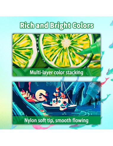 Marcadores Acrílicos Betem 24 Colores Doble Punta 0.5-5mm