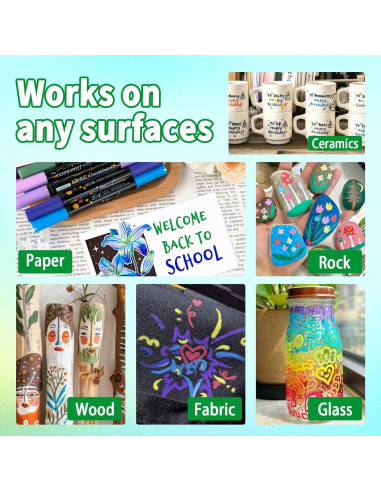 Marcadores Acrílicos Betem 24 Colores Doble Punta 0.5-5mm