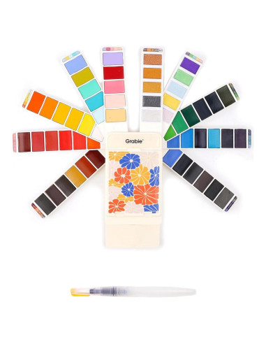 Juego de Acuarela Grabie 56 Colores Portátil con Pincel de Agua