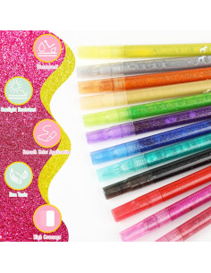 Marcadores de Brillo Pagather 12 Colores 0.7mm Punta Fina 2