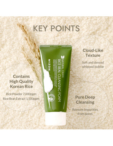 Espuma Limpiadora MIZON Real de Arroz 150ml - Hidratante y Suavizante