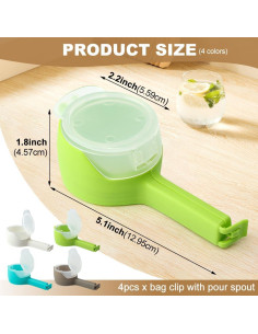 4 Clips de Sellado de Bolsa de Comida CALIDAKA con Boquilla 2