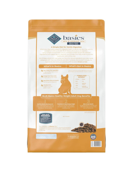 Comida Seca para Perros Blue Buffalo Basics Pavo y Papa 10.99 kg