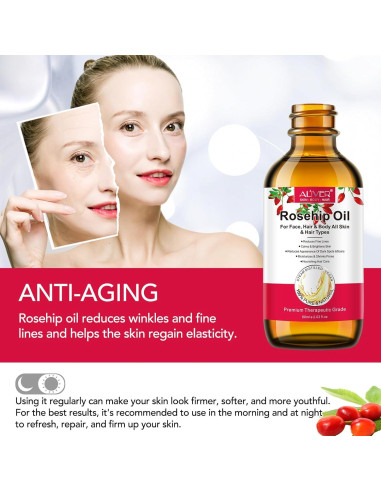 Aceite de Rosa Mosqueta Orgánico 100% Puro 59.87 ml - Onznoz