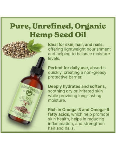 Aceite de Semilla de Cañamo Natural Born Oils 60ml Orgánico Prensado en Frío