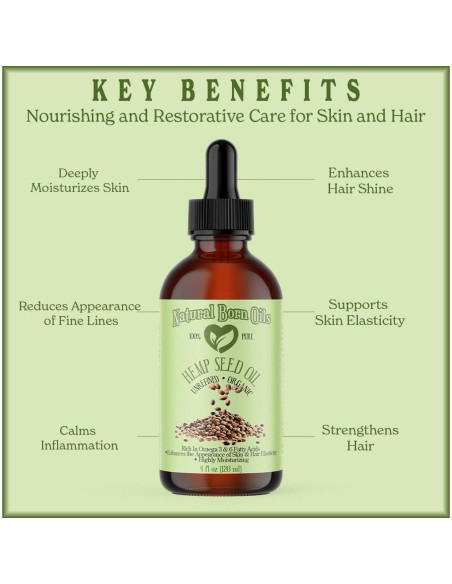 Aceite de Semilla de Cañamo Natural Born Oils 60ml Orgánico Prensado en Frío