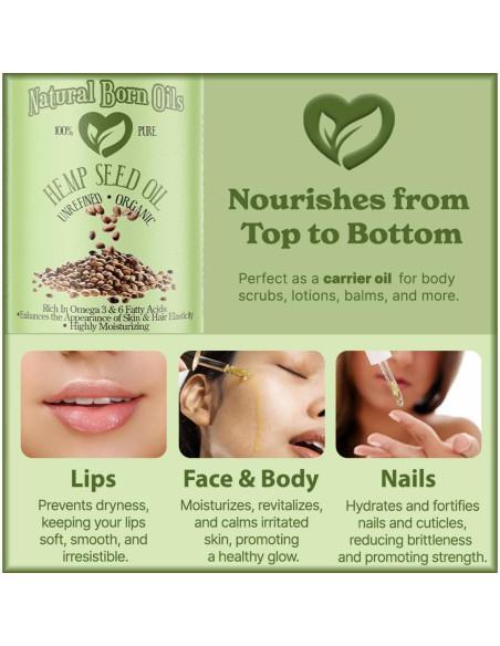 Aceite de Semilla de Cañamo Natural Born Oils 60ml Orgánico Prensado en Frío