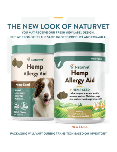 Suplemento NaturVet Hemp Allergy Aid para Perros 120 Masticables