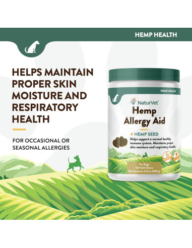 Suplemento NaturVet Hemp Allergy Aid para Perros 120 Masticables