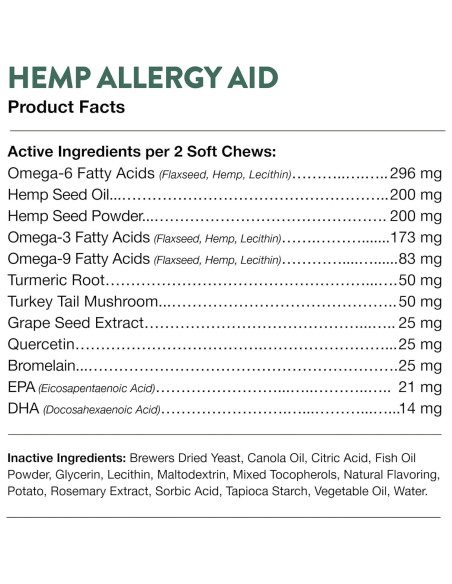 Suplemento NaturVet Hemp Allergy Aid para Perros 120 Masticables