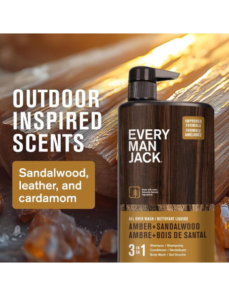 Every Man Jack Gel 3-en-1 Ámbar y Sándalo 850ml Hidratante