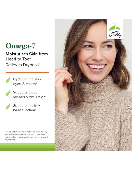 Suplemento Omega-7 Terry Naturally - 60 Cápsulas para Piel Saludable