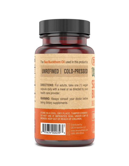 Cápsulas de Aceite de Espino Marino DEVA 90 Unidades Veganas