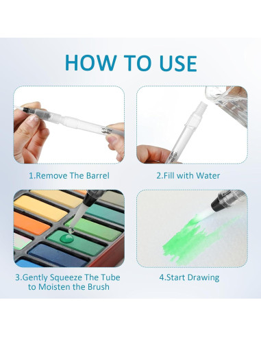 18 Pinceles de Agua Recargables Xorim para Acuarela 12-16mm