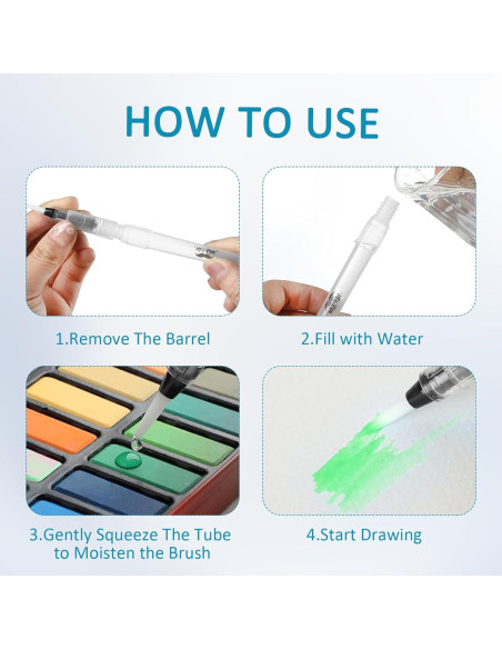 18 Pinceles de Agua Recargables Xorim para Acuarela 12-16mm