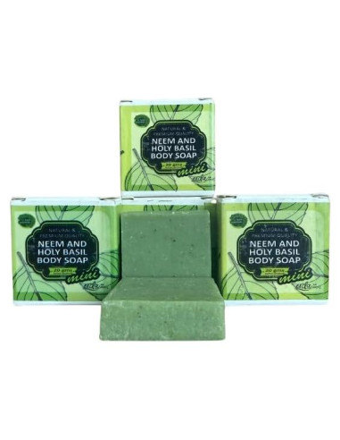 Set de 4 Jabones Naturales Hechos a Mano - Neem y Albahaca Sagrada