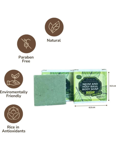 Set de 4 Jabones Naturales Hechos a Mano - Neem y Albahaca Sagrada