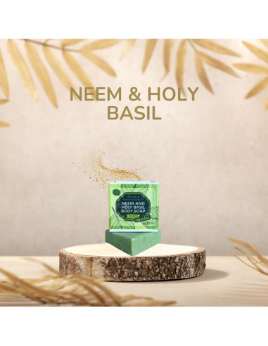 Set de 4 Jabones Naturales Hechos a Mano - Neem y Albahaca Sagrada