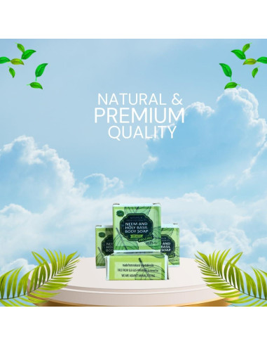 Set de 4 Jabones Naturales Hechos a Mano - Neem y Albahaca Sagrada