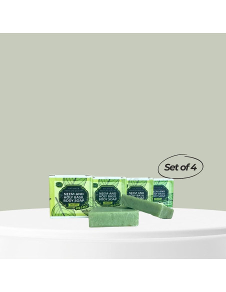 Set de 4 Jabones Naturales Hechos a Mano - Neem y Albahaca Sagrada