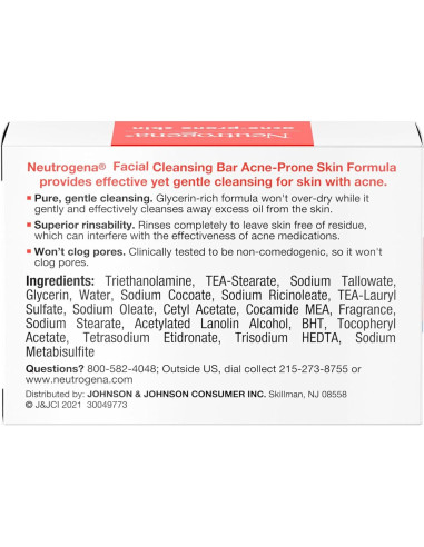 Barra de Limpieza Facial Neutrogena 99.22 g para Acné
