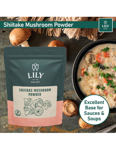 Polvo de Champiñón Shiitake LIRIO DEL VALLE 226g - Sabor Umami