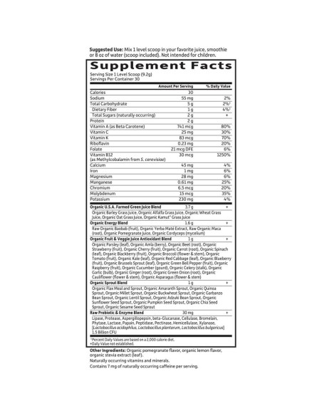 Alimento Perfecto Orgánico Crudo Jardín de Vida 30 Porciones