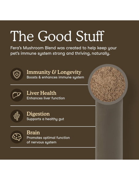 Suplemento de Champiñones Orgánicos Fera Pet 120 Cucharadas