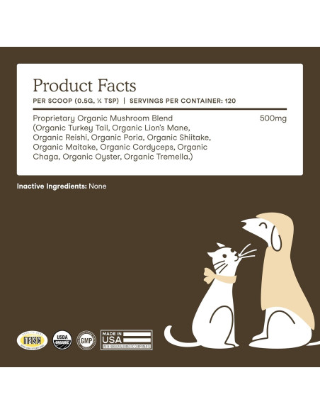 Suplemento de Champiñones Orgánicos Fera Pet 120 Cucharadas