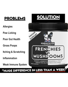 Suplemento de Champiñón para Bulldog Francés - Frenchies vs Champiñones - Omega-3 y Cúrcuma 2