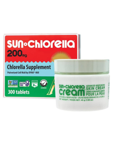 Paquete de Belleza Sun Chlorella - Suplemento 300 tabletas + Crema 44.8 g