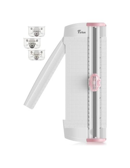 Cortadora de Papel 3 en 1 Firbon A5 Rosa - Corte, Puntuado y Perforado